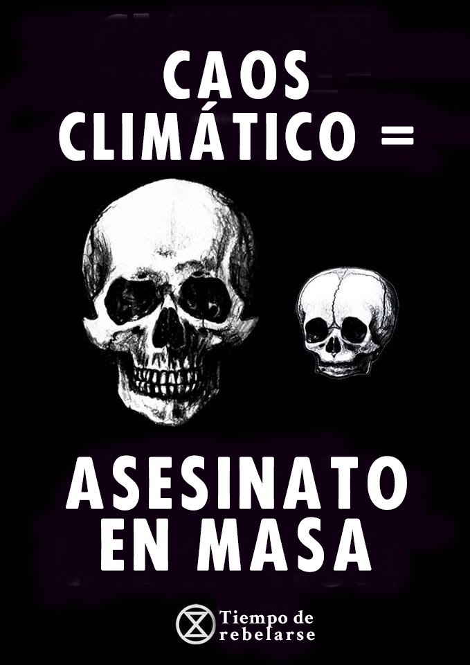 Banner: "Caos climático = asesinato en masa"